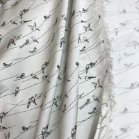 Hilco Viskosesatin Estorninho hellbeige Satin Vögel